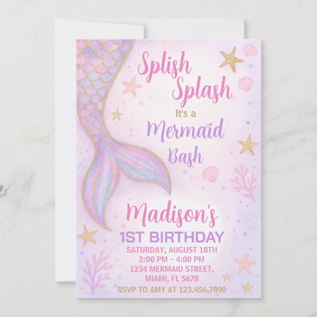 Invitation Sous l'Invitation du Sea Party pour les filles (Devant)