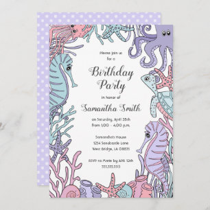 Invitation Sous l'invitation en pastel de fête d'anniversaire