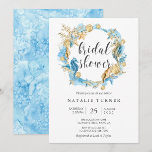 Invitation Sous l'invitation Sea Blue & Gold Bridal Shower