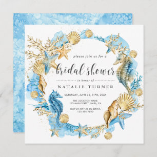 Invitation Sous l'invitation Sea Blue & Gold Bridal Shower