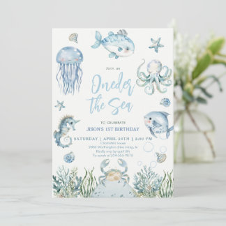 Invitation Sous l'océan Animaux de la mer Garçon 1er Annivers