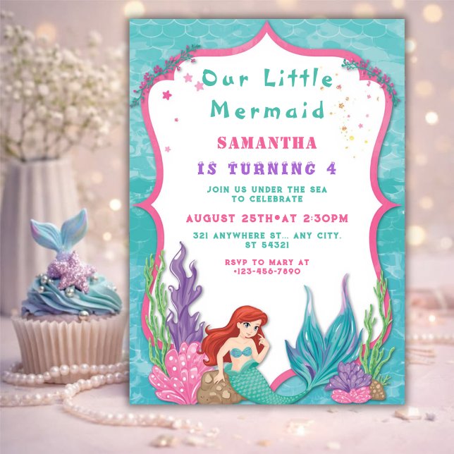 Invitation Sous l'océan | Anniversaire de la Petite Sirène (Créateur téléchargé)
