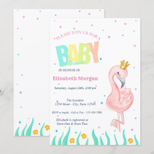 Invitation Sous l'océan, Baby Shower Bébé Flamant Rose
