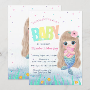 Invitation Sous l'océan, Baby Shower coquillage de sirène
