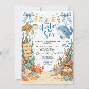 Invitation Sous l'océan bleu été océan animal Baby Shower