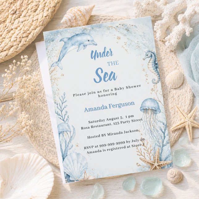 Invitation Sous l'océan bleu garçon Baby Shower (Créateur téléchargé)
