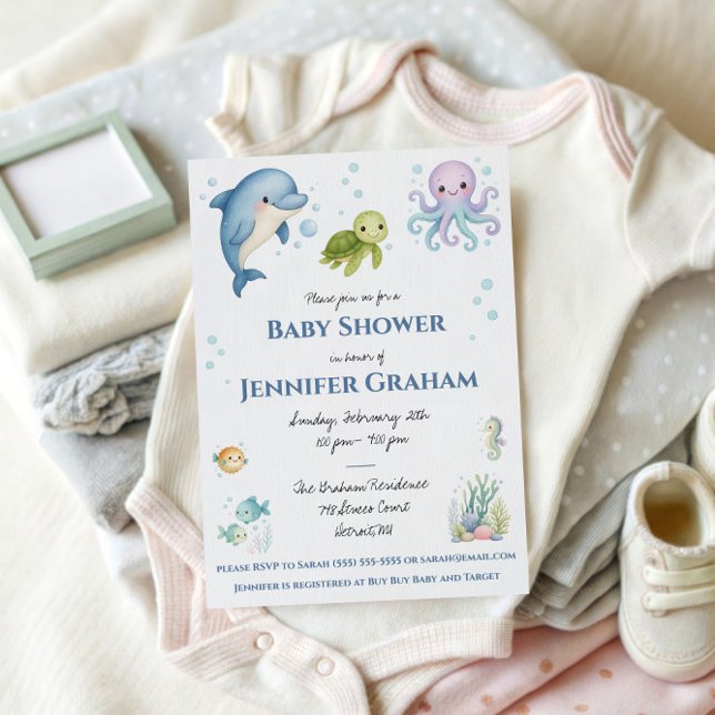 Invitation Sous l'océan, créatures marines Baby Shower (Créateur téléchargé)