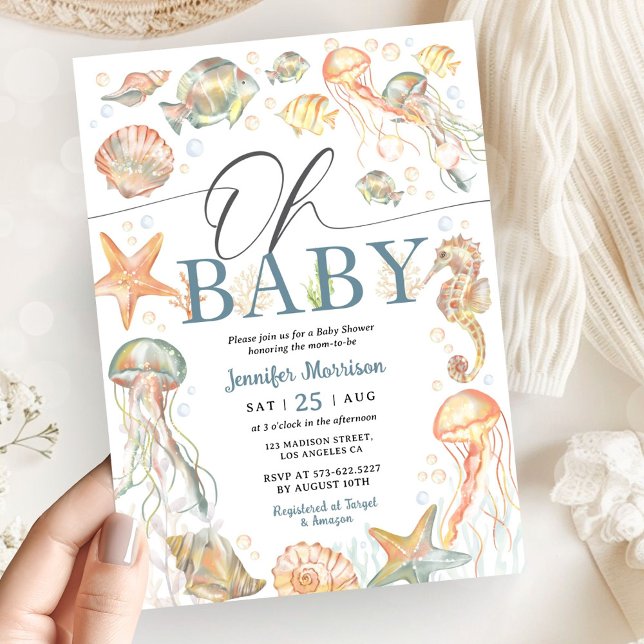 Invitation Sous l'océan Fête de bébé au thème marin Genre Neu (Créateur téléchargé)