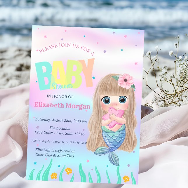 Invitation Sous l'océan, Fête Prénatale Bébé Holographique Ét (Créateur téléchargé)