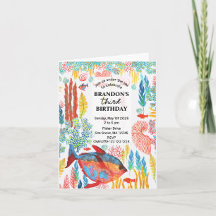 Invitation Sous l'Océan marin Aquarelle animale Anniversaire