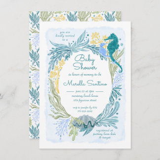 Invitation Sous l'océan Mer Vagues Seahorse Baby Boy