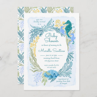 Invitation Sous l'océan Mer Vagues Seahorse Twins Boys