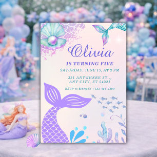 Invitation Sous l'Océan Sirène Violette 5ème Anniversaire