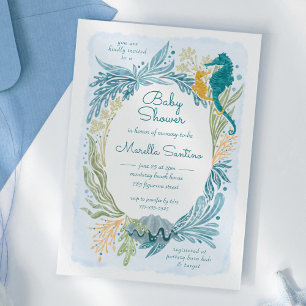 Invitation Sous l'océan Vagues de l'océan Hippocampe Baby Sho