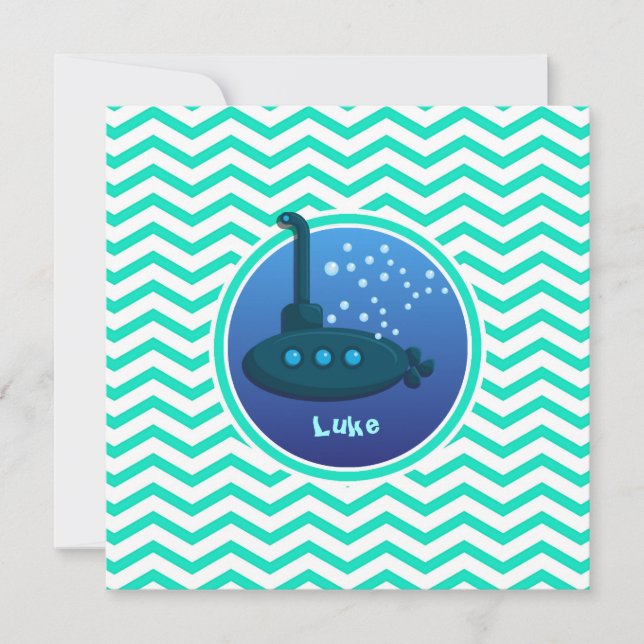 Invitation Sous-marin ; Aqua Green Chevron (Devant)