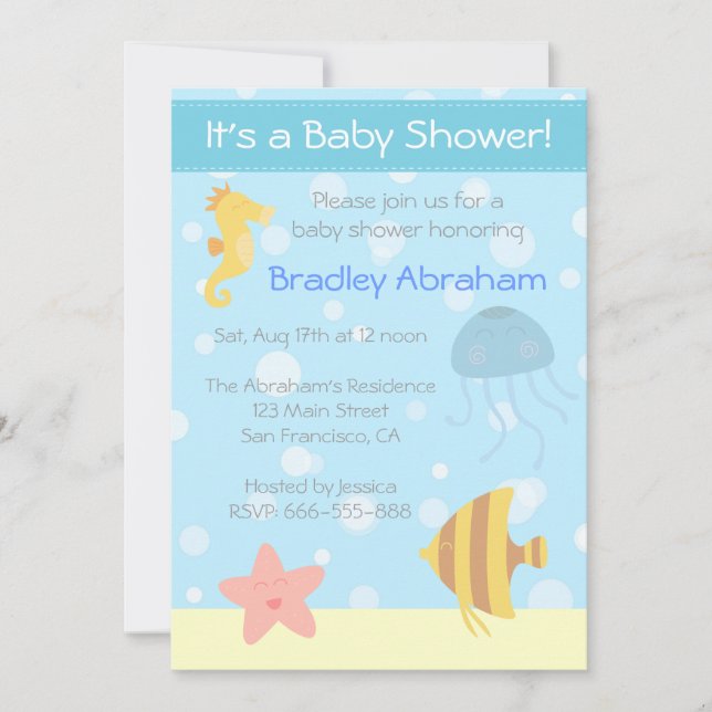 Invitation sous-marin de baby shower de thème (Devant)