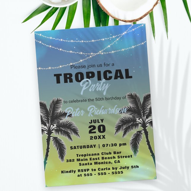 Invitation Sous un ciel tropical d'été fête d'anniversaire (Créateur téléchargé)