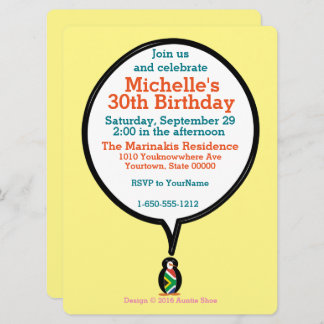 Invitation South African Talking Ms Penguin Personalized Text