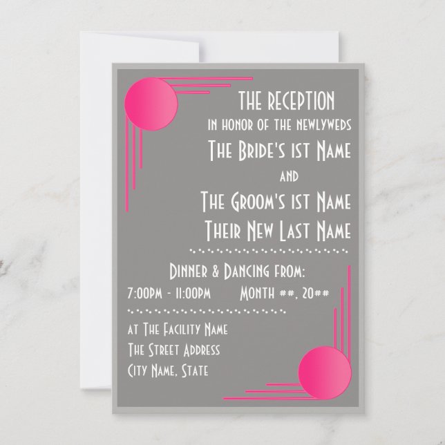 Invitation South Beach Deco Mariage (Réception) (Devant)