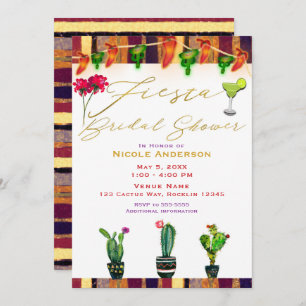 Invitation Southwest Cactus Modern Fiesta Fête de l'mariée Pa