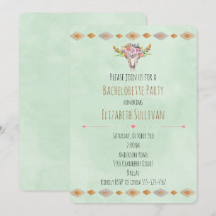 Invitation Southwestern Floral Vache Crâne Bachelorette