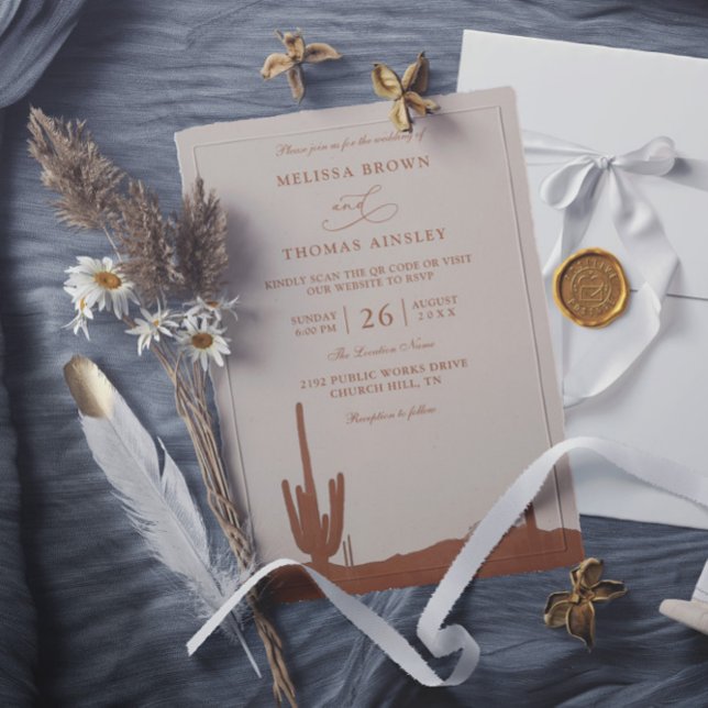 Invitation Southwestern Terracotta Desert QR Code Wedding (Créateur téléchargé)