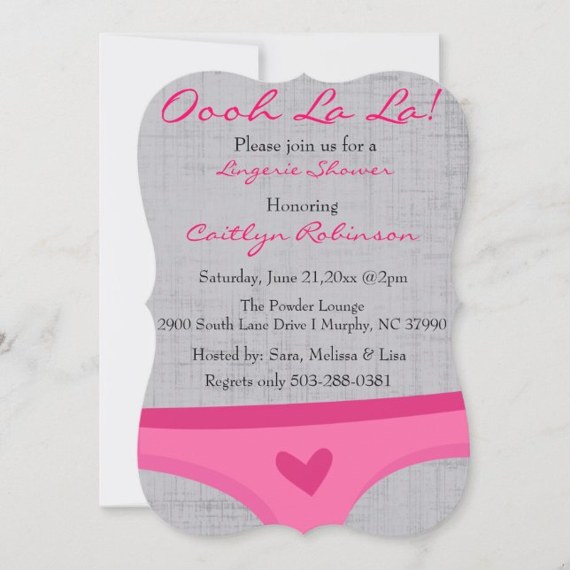 Invitation Soutien-gorge mignon nuptiale/invitation douche de (Devant)