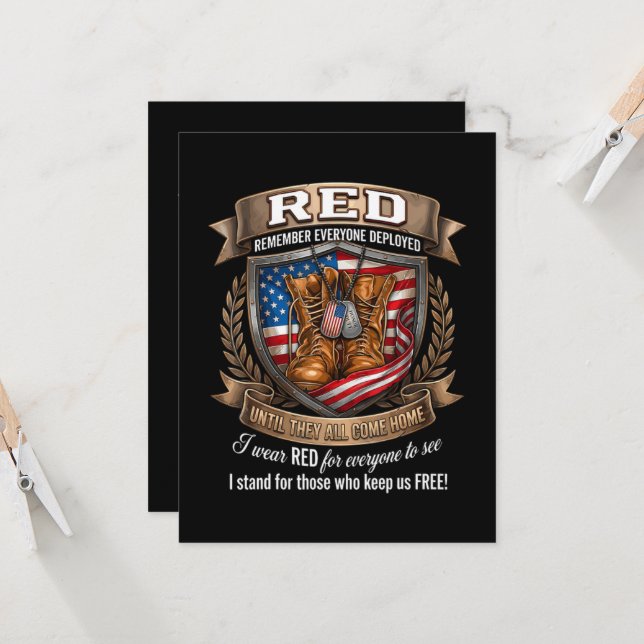 Invitation Souvenez-vous de tous les militaires déployés Red  (Devant/Arrière en situation)