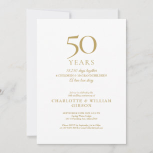 Invitation Souvenirs de 50e anniversaire de mariage en or