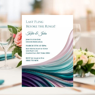 Invitation Soyeux sarcelle violet et rose - Dîner de répétiti