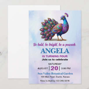 Invitation Soyez audacieux, soyez brillant, soyez un paon fêt