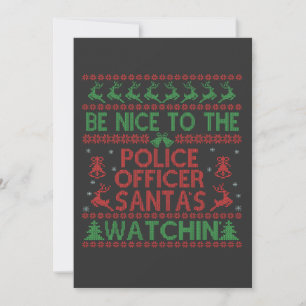 Invitation Soyez gentil avec l'agent de police, le Père Noël