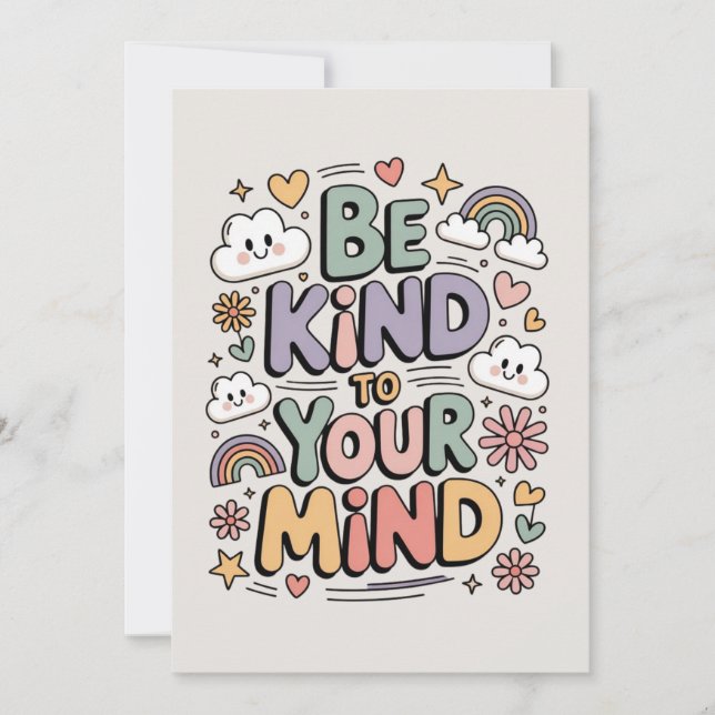 Invitation Soyez gentil avec vous-même, citation motivationne (Devant)