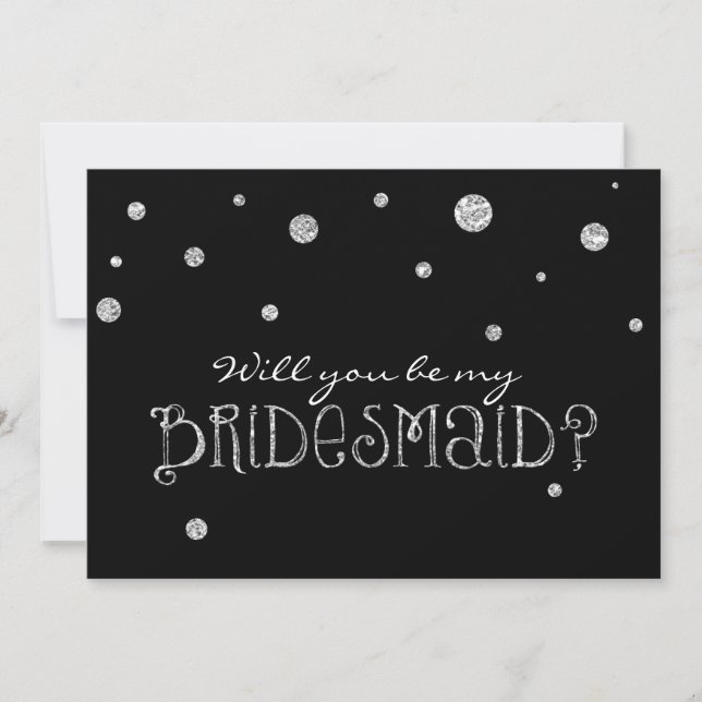 Invitation SOYEZ MA BRIDESMAID Black Silver Parties scintilla (Devant)