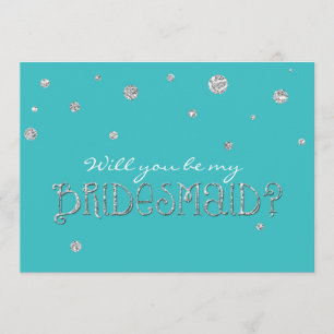Invitation SOYEZ MA BRIDESMAID Turquoise Parties scintillant