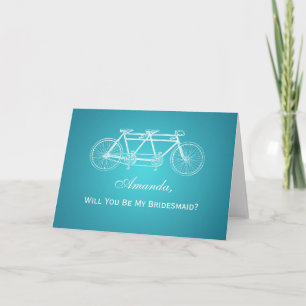 Invitation Soyez Ma Femme De Garde Tandem Vélo Turquoise