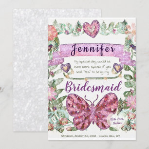 Invitation Soyez ma femme d'honneur avec coeur