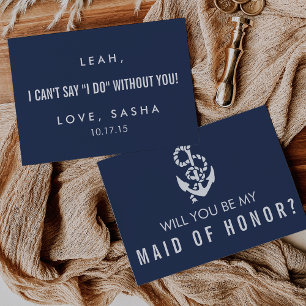 Invitation Soyez ma femme d'honneur   Corde et Ancre nautique