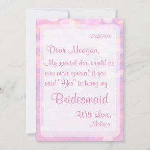 Invitation Soyez ma servante d'État   Soft Pink Bokeh