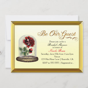 Invitation Soyez notre invité Rose rouge dans un verre Élégan