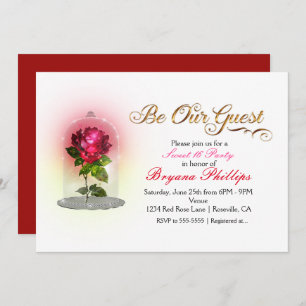 Invitation Soyez notre invité Rose rouge en verre Elegance Pa