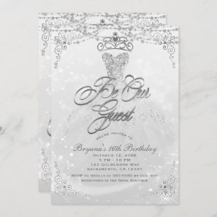 Invitation Soyez notre partie de princesse White Silver Sweet