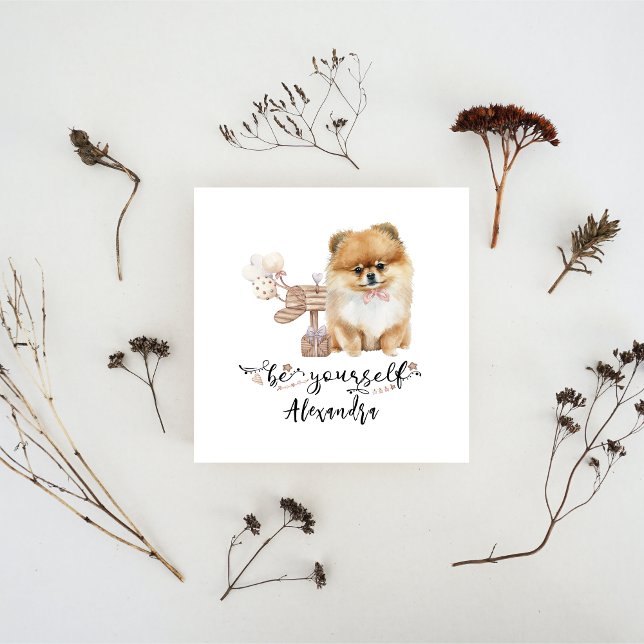 Invitation Soyez vous-même mignon chiot Pomeranian à côté de  (Créateur téléchargé)