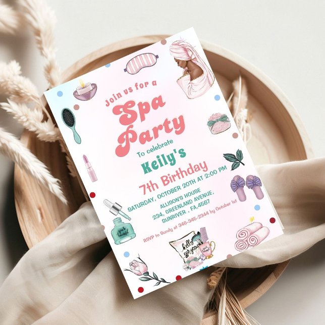 Invitation Spa Anniversaire Pamper Party Anniversaire (Créateur téléchargé)