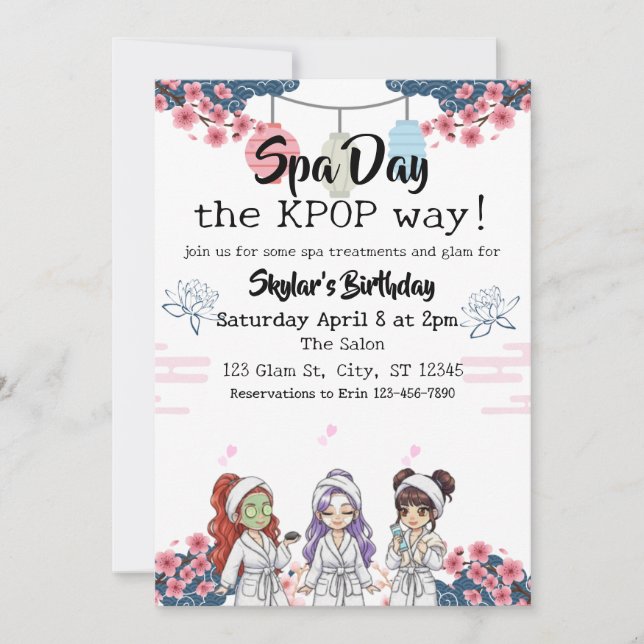 Invitation Spa Day the KPOP Way birthday (Devant)