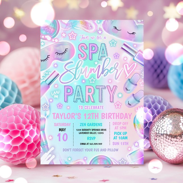 Invitation Spa de la fête de bois Pastel Spa & couchette Anni (Créateur téléchargé)