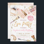 Invitation Spa de maquillage fête d'anniversaire Blush rose G<br><div class="desc">Maquillage spa Anniversaire Fête Blush Rose Glam Party Invitation Tous les modèles sont © PIXELPERFECTIONPARTYLTD</div>