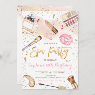 Invitation Spa de maquillage fête d'anniversaire Blush rose G