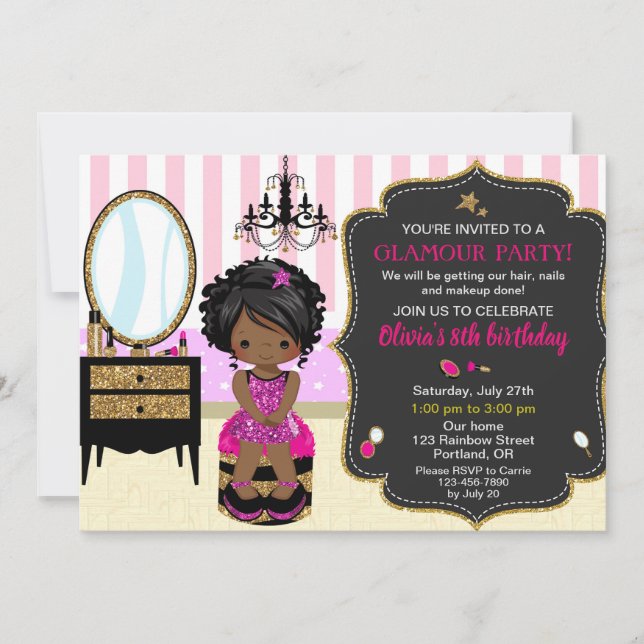 Invitation Spa d'invitation de maquillage vernis à ongles inv (Devant)