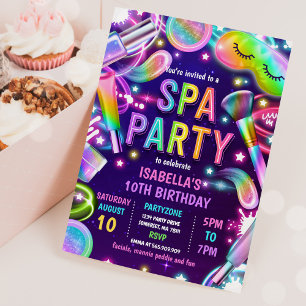 Invitation Spa Glow Neon Glitz Et Glam Maquillage Anniversair